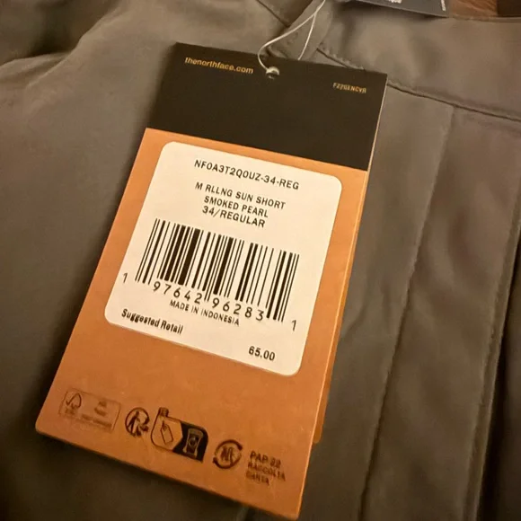 NWT The North Face Men’s Rolling Sun Packable Shorts 34” regular length, gray - Picture 3 of 3